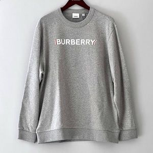 Burberry Logo Print Sweatshirt in Pale Grey Melange